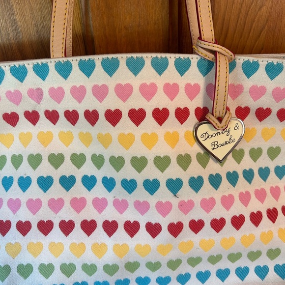 Dooney & Bourke Rainbow Heart Colorful Pattern Tote - Picture 4 of 9